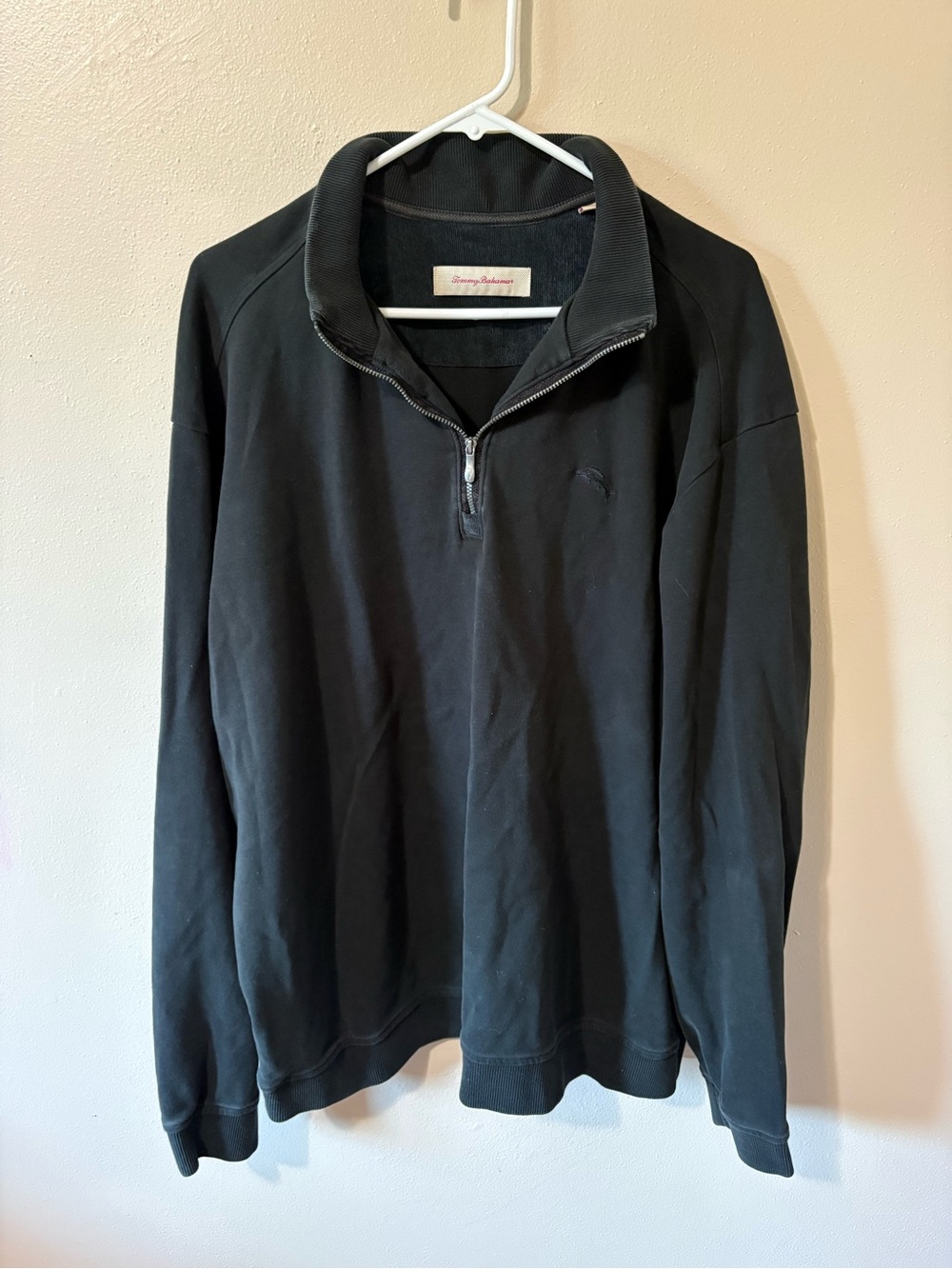 Tommy Bahama Black Quarter Zip Pullover Mens size XXL 100% Pima Cotton